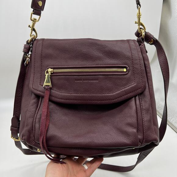 Aimee Kestenberg Leather Shoulder Bag with Crossbody Strap True Plum - Picture 1 of 16
